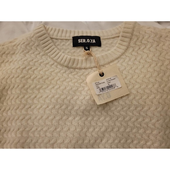 SER.O.YA Womens 100% Wool Forrest Sweater | Cream | Size XL - Picture 8 of 11